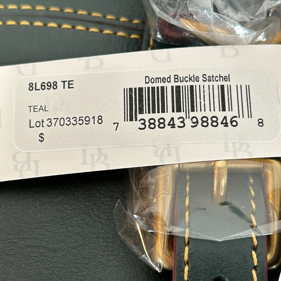 Dooney Bourke Teal Leather Domed Buckle Satchel Handbag New with Tags - Picture 8 of 15